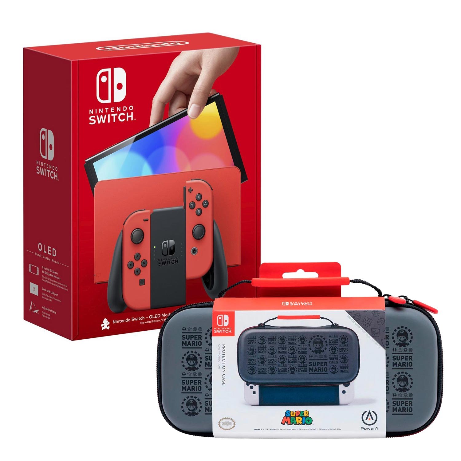 Consola Nintendo Switch Oled Mario Red + Estuche Mario Black