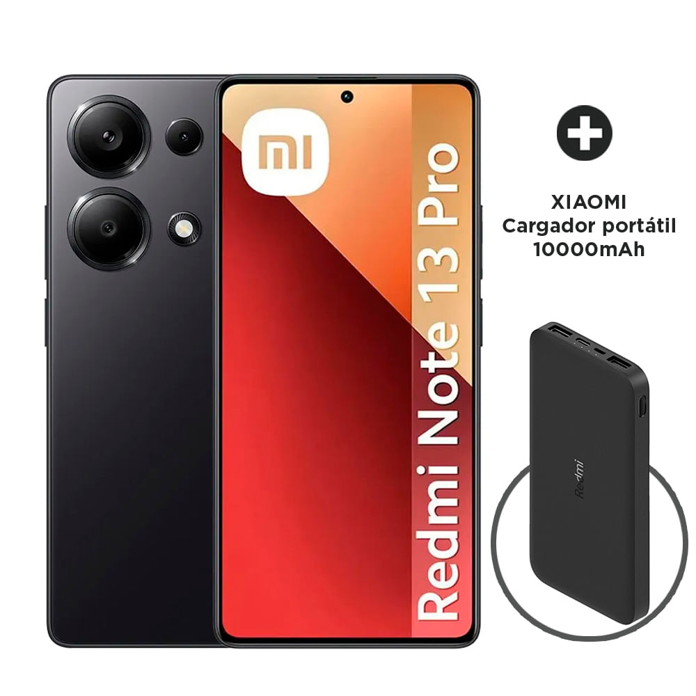 Celular Xiaomi Redmi Note 13 PRO Midnight Black 8GB RAM 256GB ROM + Cargador Redmi Power Bank 10000