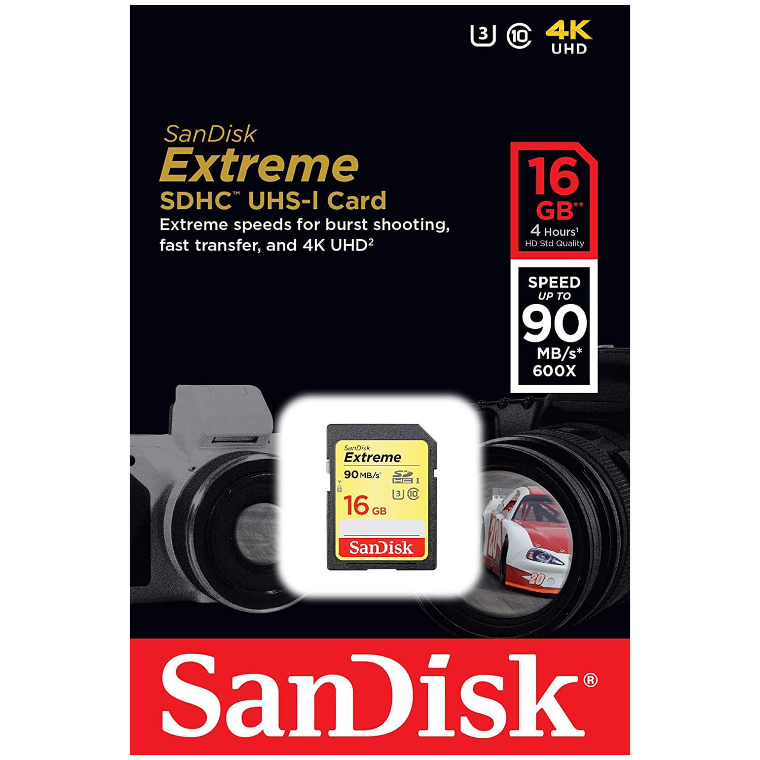 Memoria SD Sandisk Extreme 16GB 4k UHS-I Clase-10 U3 90mbs