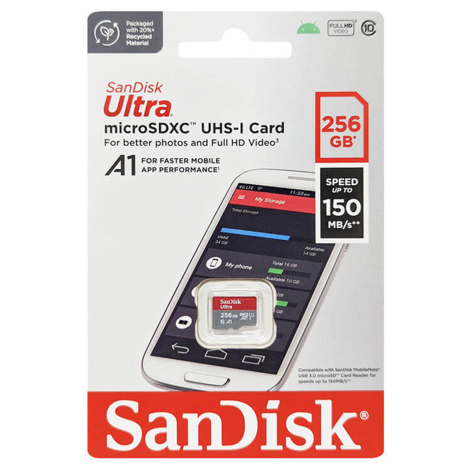 Memoria Micro SDXC UHS-I SANDISK 256GB ULTRA A1 150MBPS