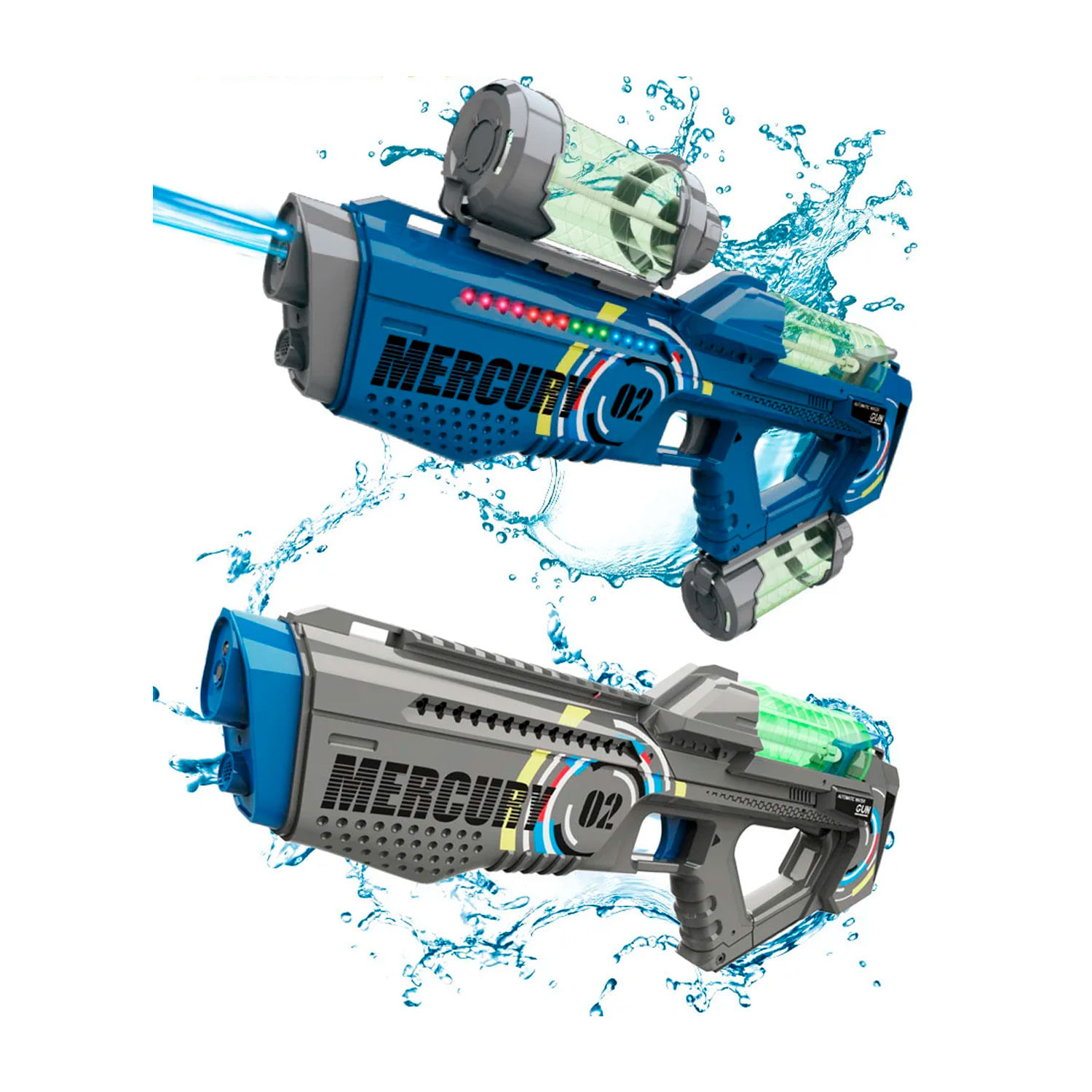 Pistola de Agua Mercury M2 Eléctrica con Luces RGB Triple Carga