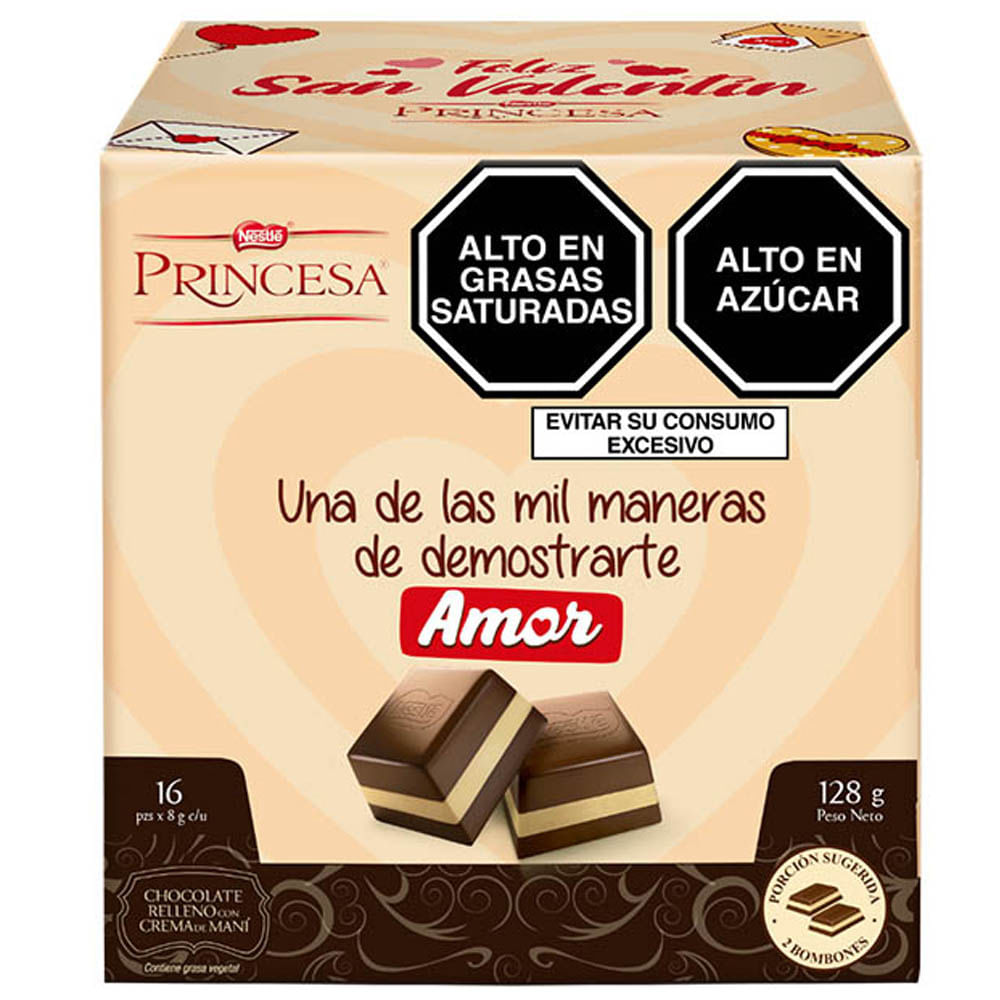 Chocolate PRINCESA Relleno con Crema de Maní Caja 128g