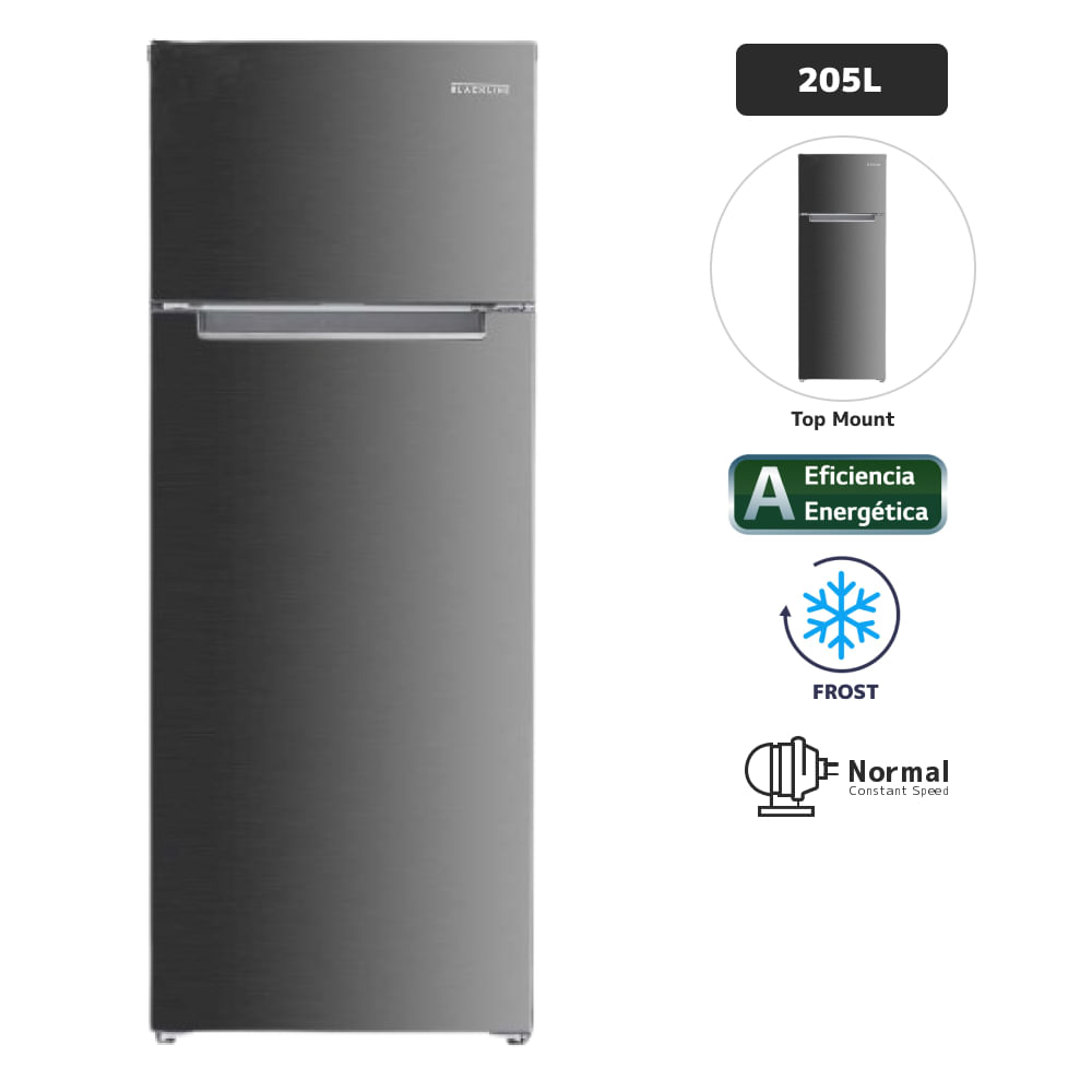 Refrigeradora BLACKLINE 205L Frost 2PN Inox