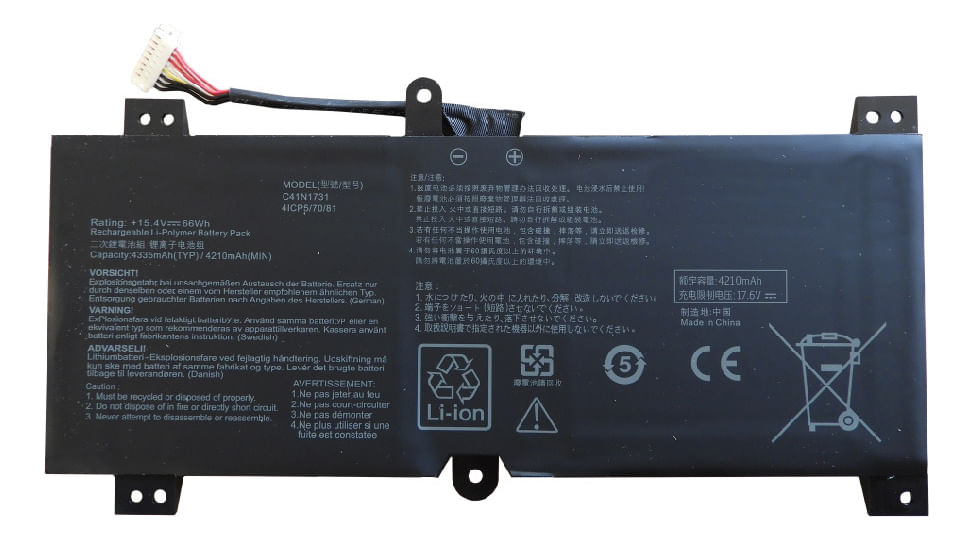 Bateria Genérica Compatible Para Laptop Asus C41n1731 Type C 66Wh 15.4V 4 Celdas