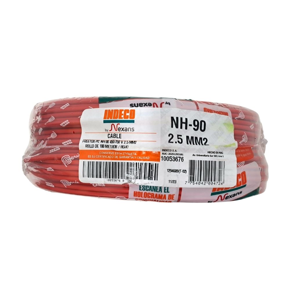 Cable Freetox-pc Nh90 450/750v 2.5mm2 Rojo R100 Indeco