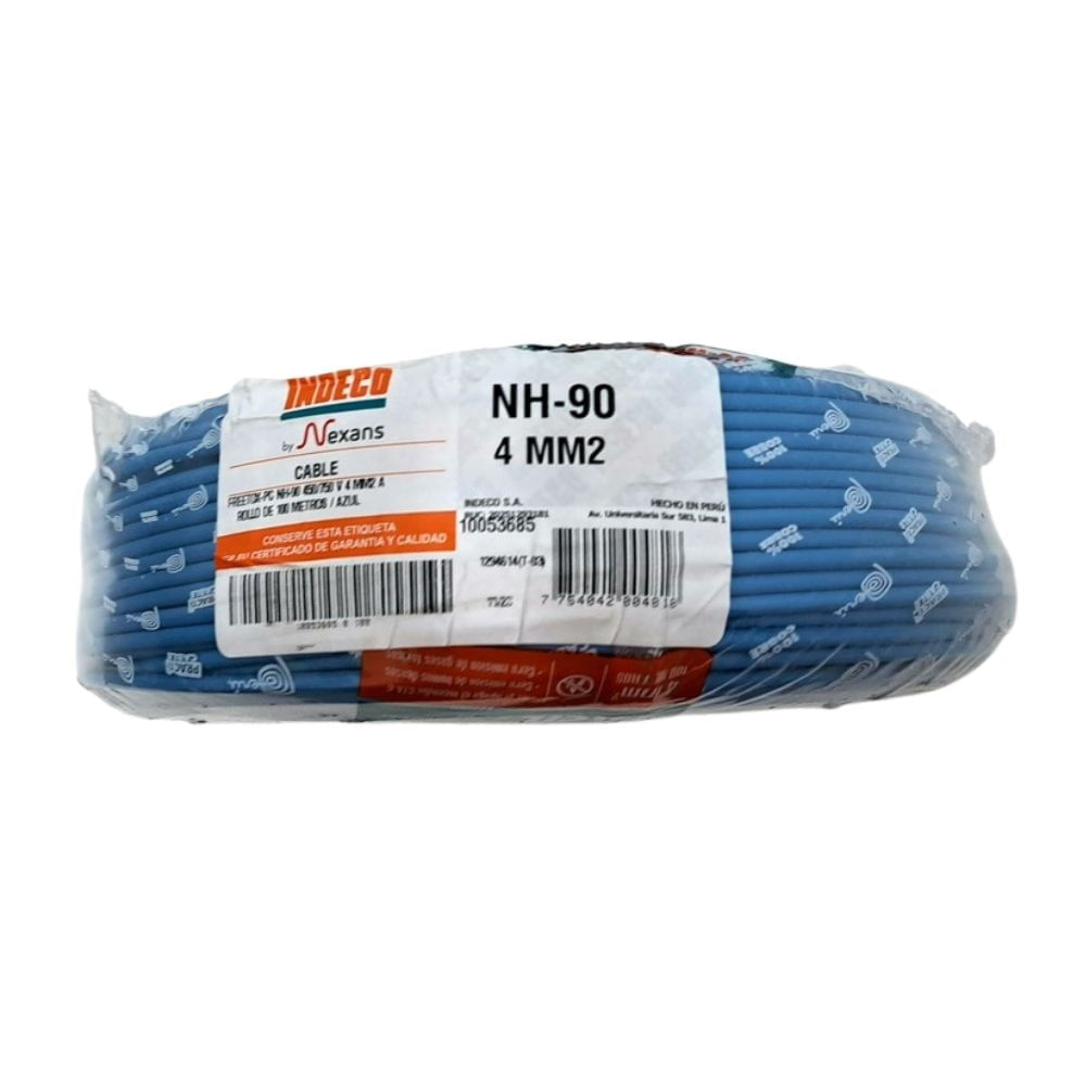Cable Freetox-pc Nh90 450/750v 4mm2 Azul R100 Indeco