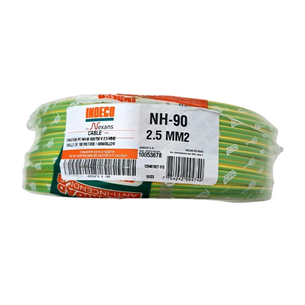 Cable Freetox-pc Nh90 450/750v 2.5mm2 A/v R100 Indeco