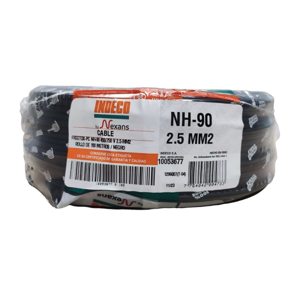Cable Freetox-pc Nh90 450/750v 2.5mm2 Negro R100 Indeco