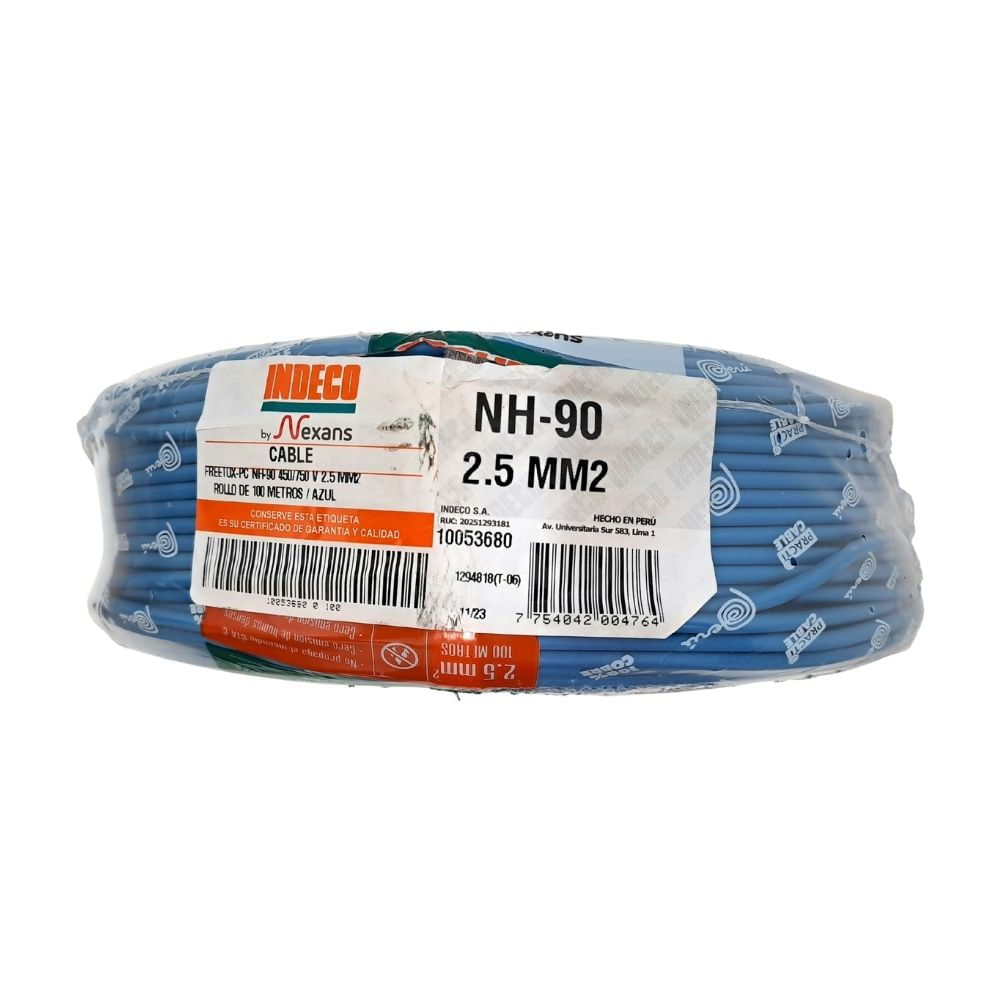 Cable Freetox-pc Nh90 450/750v 2.5mm2 Azul R100 Indeco