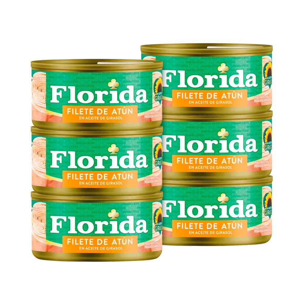 Pack Filete de Atún FLORIDA en Aceite Girasol Lata 140g x 6un