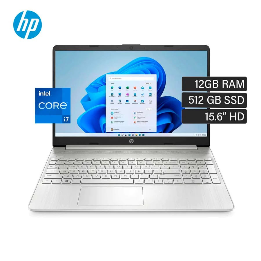 Laptop HP 15-dy5010la Intel Core I7 1255U 12gb 512gb SSD 15.6 Fhd window 11 Color Plata