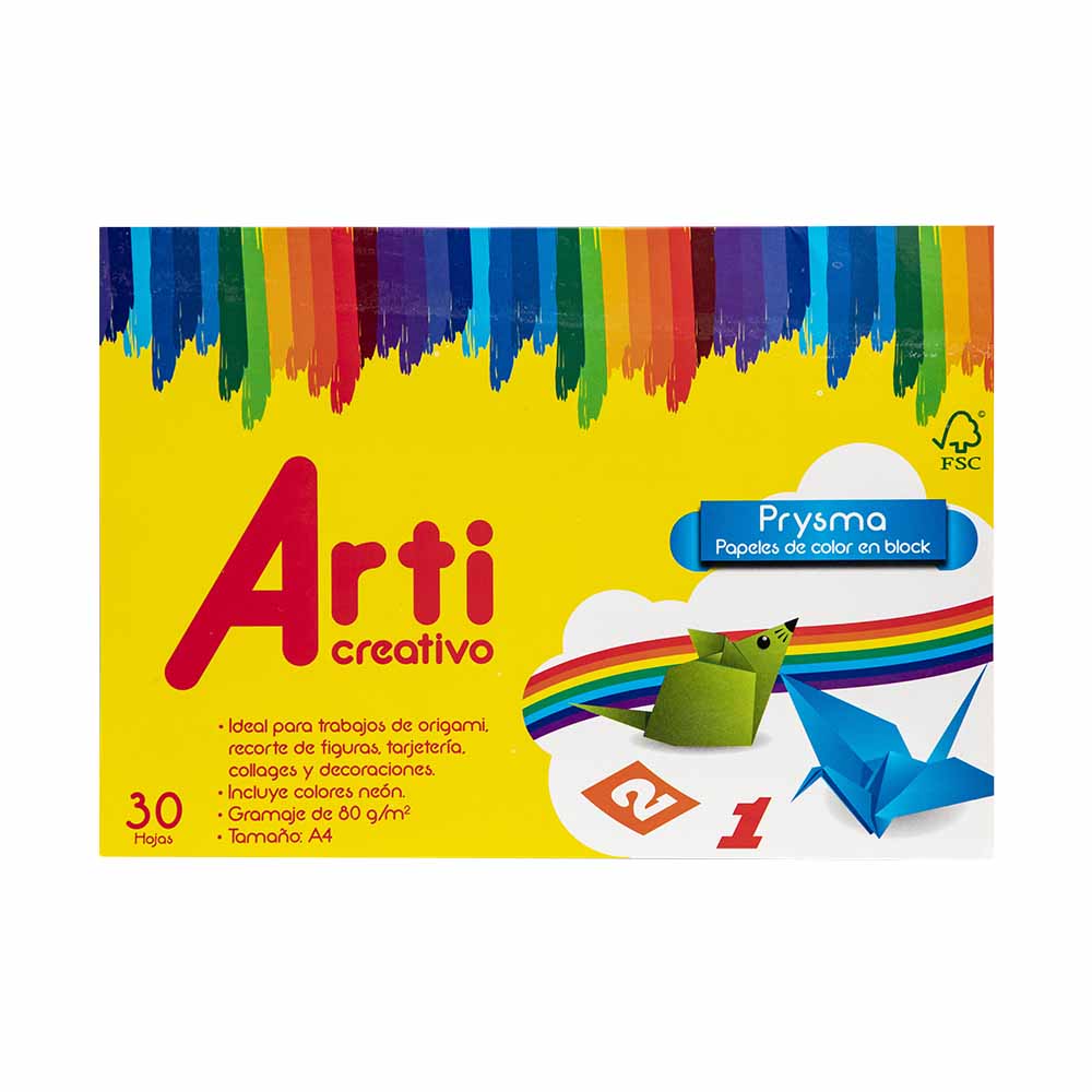 Papeles de Colores ARTI CREATIVO Prysma Block 30 Hojas