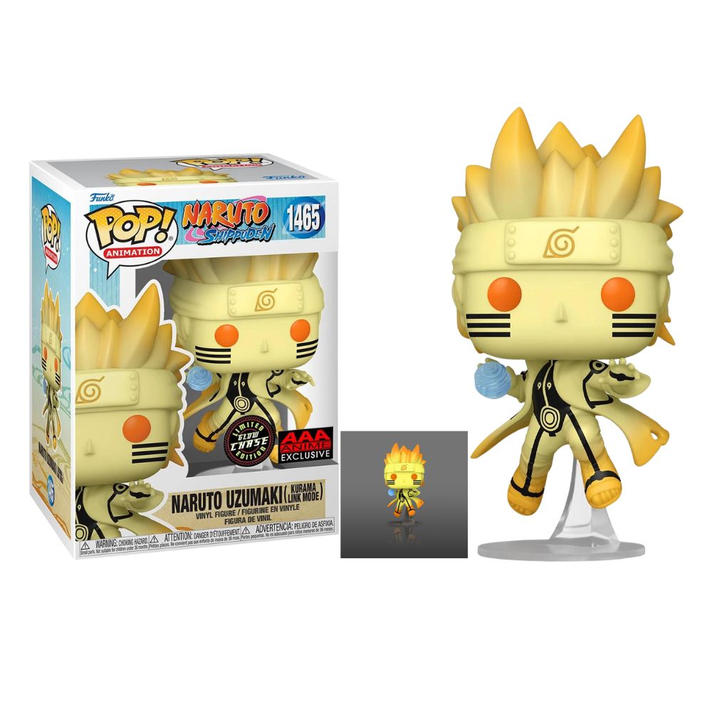 Funko Pop Naruto Shippuden Naruto Kurama Link Mode AAA Exclusive Glow Chase