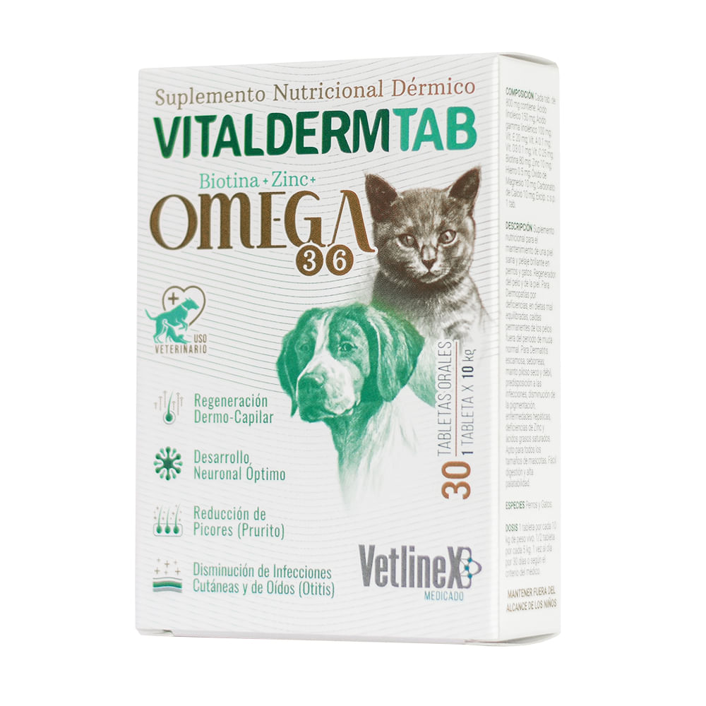 Vitalderm Tab Vetlinex Vitaminas X 30 Tabletas