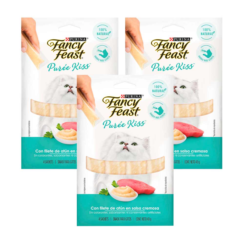 Pack Comida para Gatos FANCY FEAST WET Filete de Atún Sachet 40g x 3un