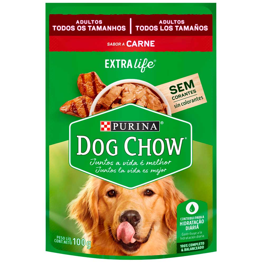 Alimento Húmedo para Perros DOG CHOW Adultos Todos Los Tamaños con Carne 100gr