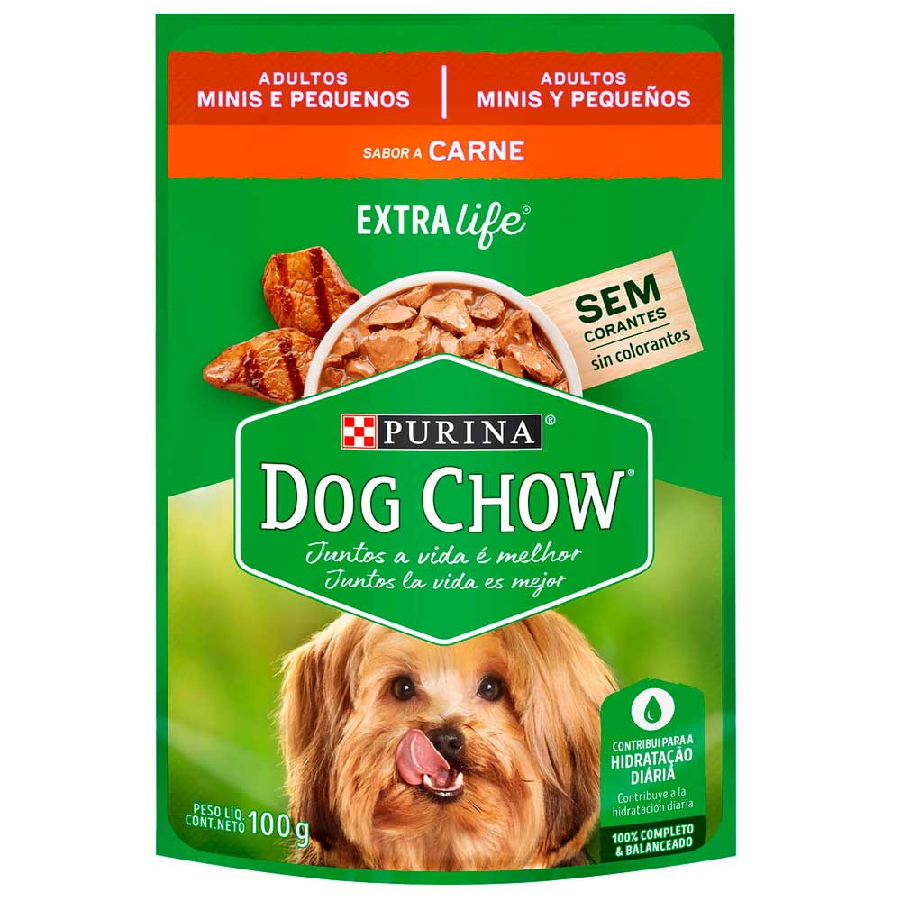Alimento Húmedo para Perros DOG CHOW Adultos Minis y Pequeños con Carne 100gr
