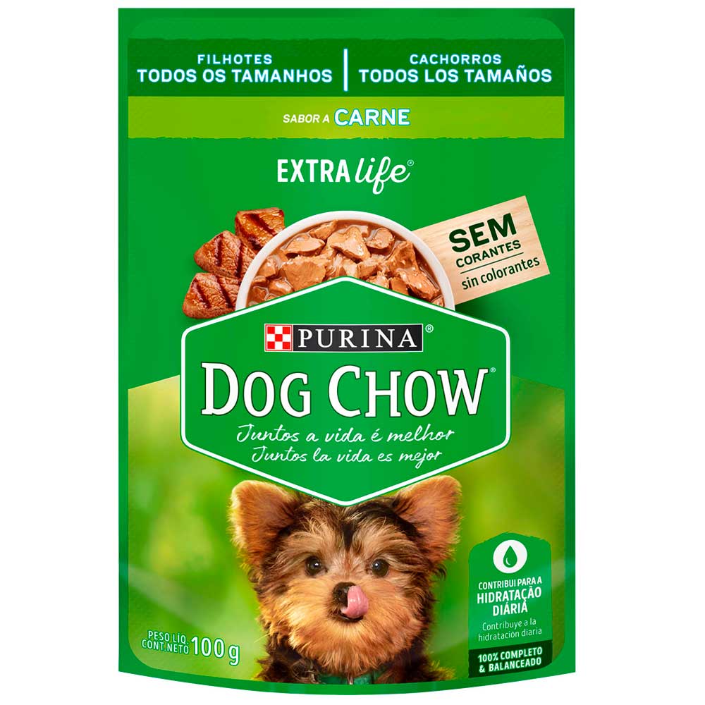 Alimento Húmedo para Perros DOG CHOW Cachorros Todos Los Tamaños con Carne 100gr