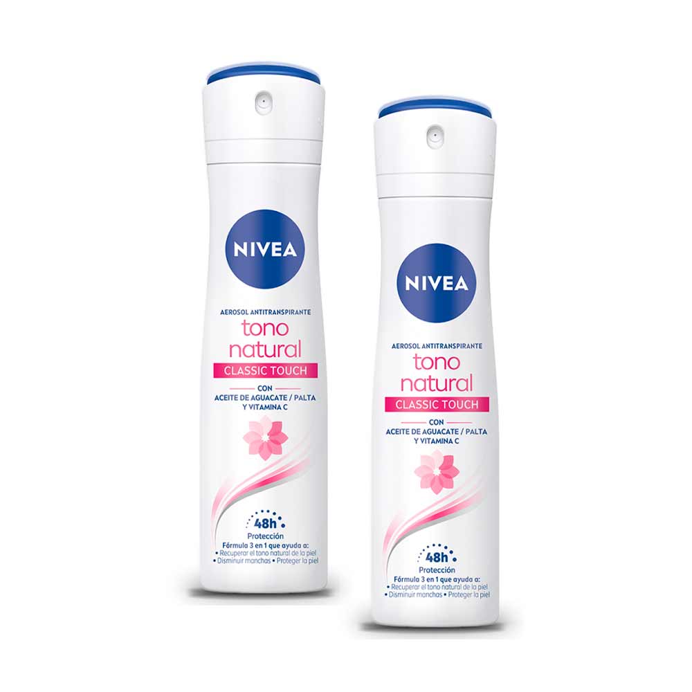 Pack Desodorante Spray NIVEA Tono Natural Classic Touch 150ml Frasco 2un