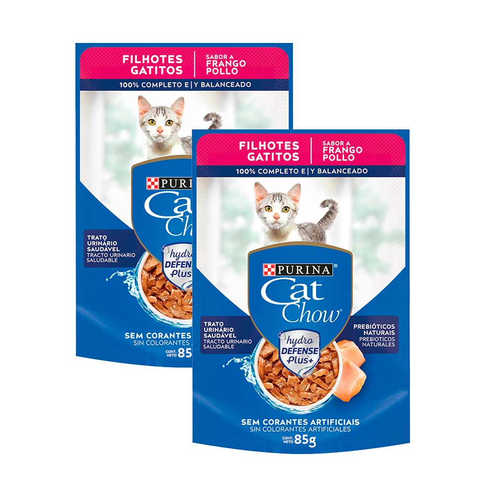 Pack Comida para Gatos CAT CHOW Gatitos Sabor Pollo Pouch 95g Sobre 2un