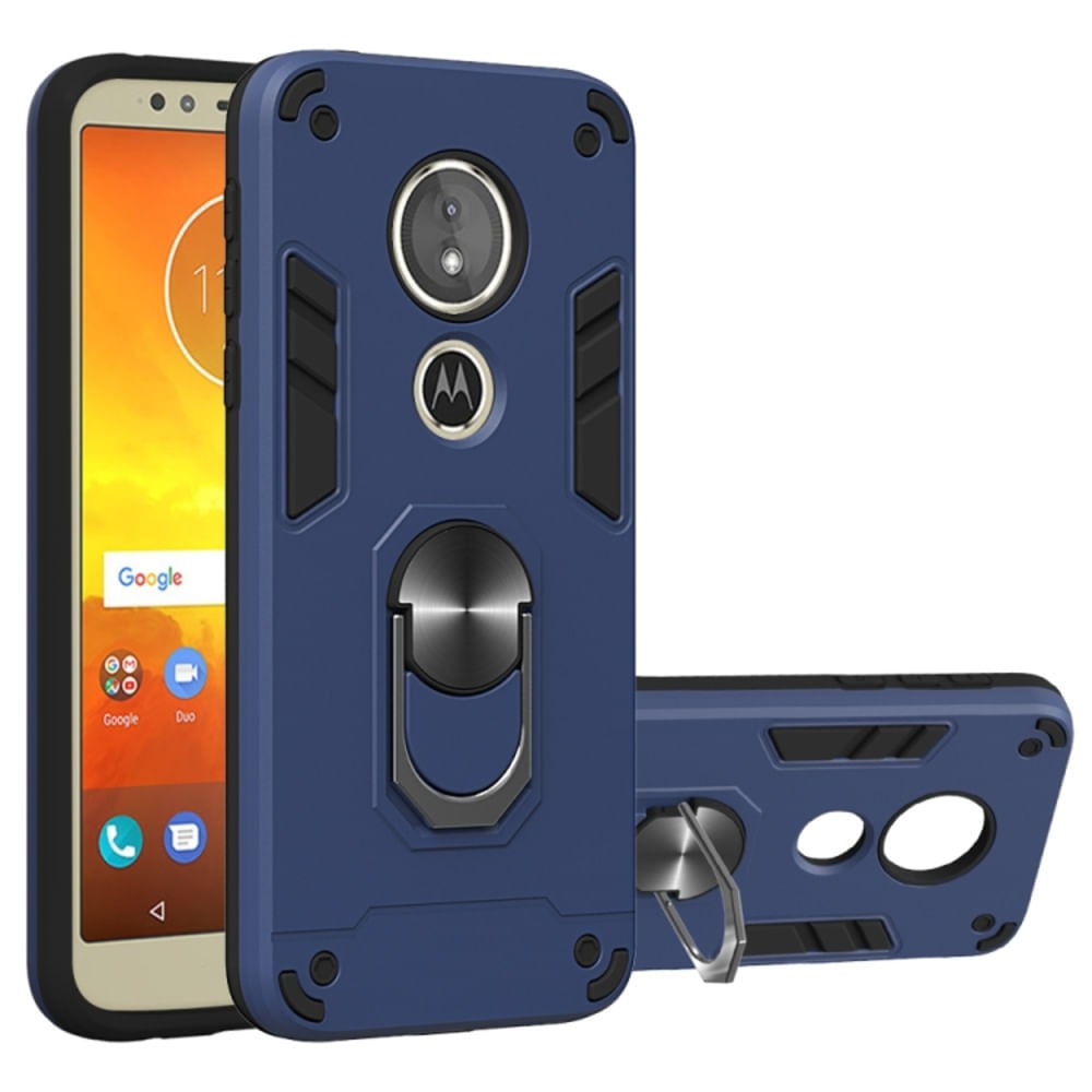 Funda para Motorola Moto G6 Play con Anillo Metálico Antishock Azul Resistente ante Caídas y Golpes