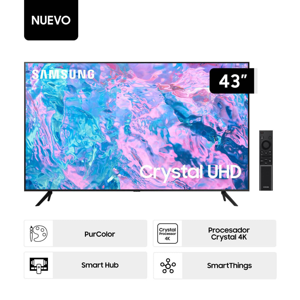 Televisor Samsung 43 Pulg. Crystal Smart TV UHD 4K UN43CU7000GXPE