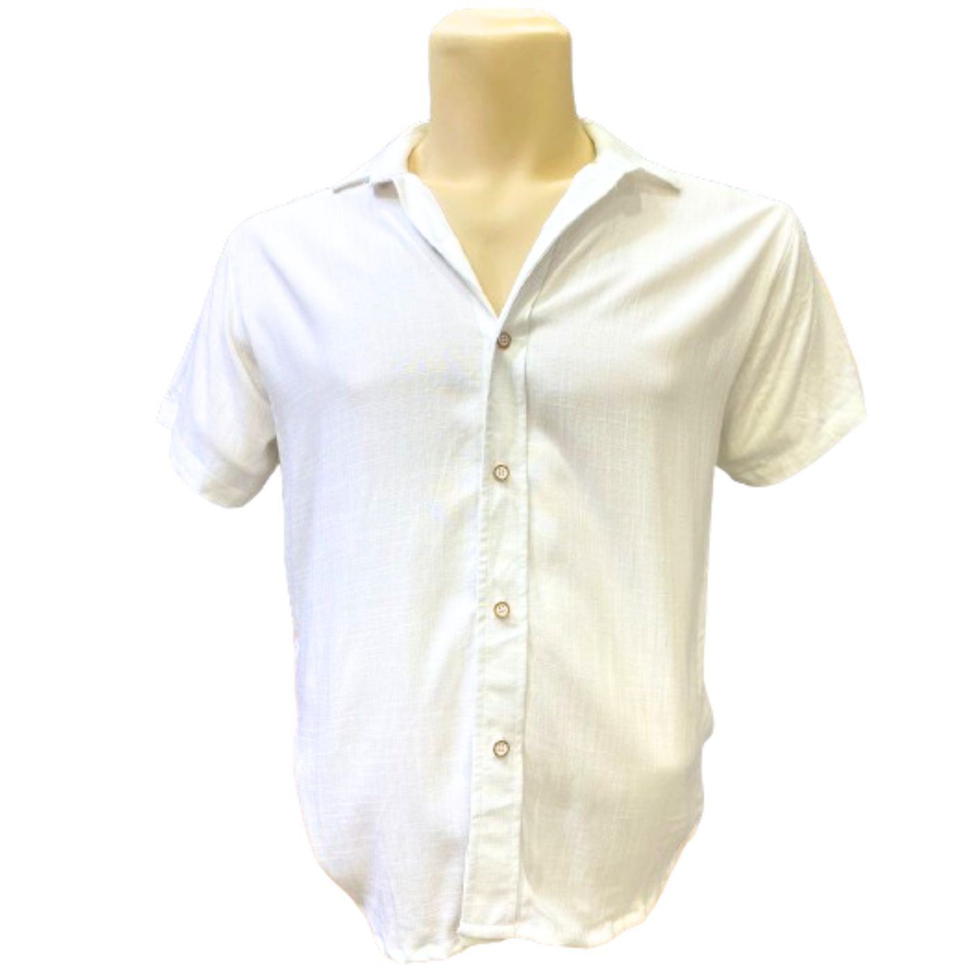 Camisa de Lino de Manga Corta para Hombre en Blanco