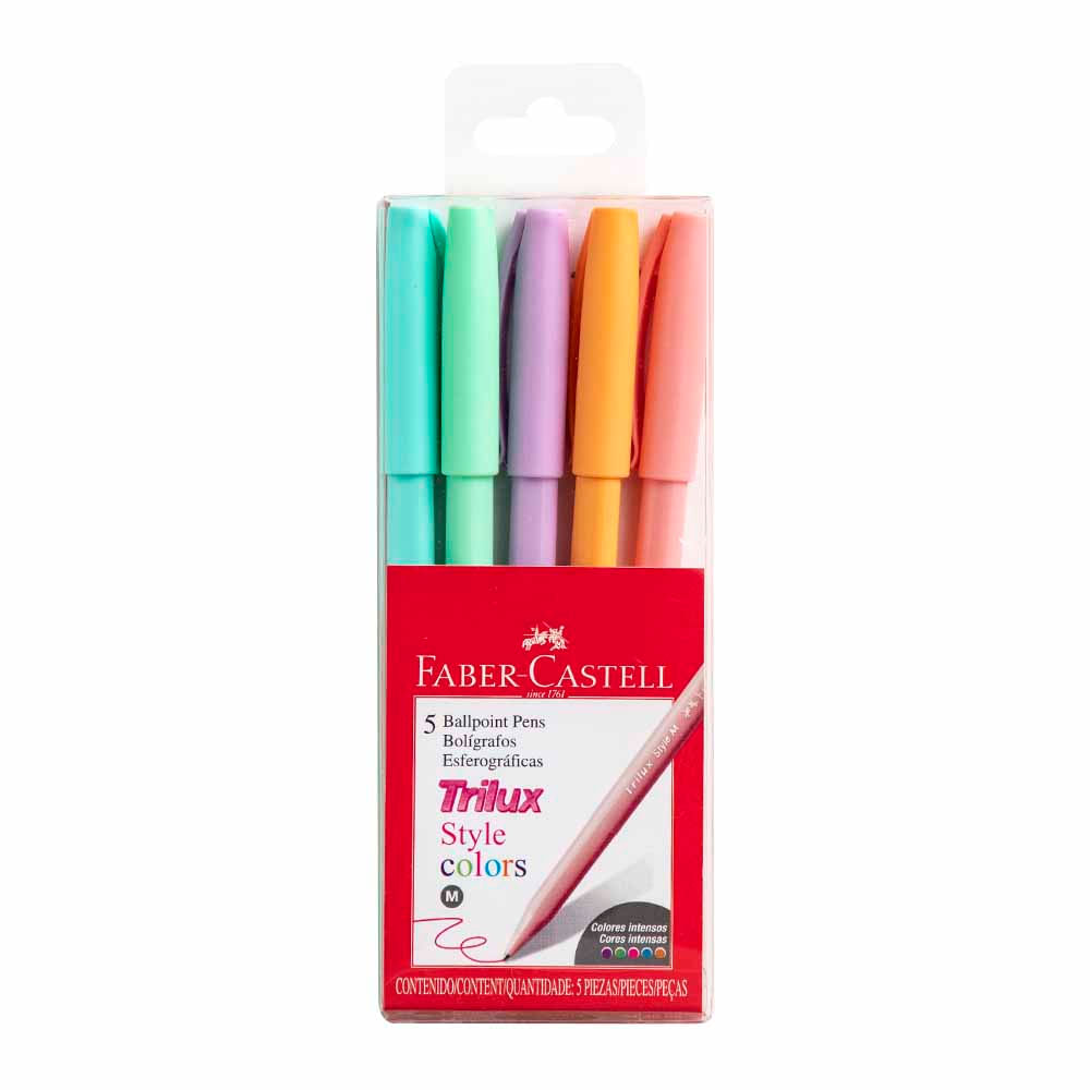 Bolígrafo FABER-CASTELL Trilux Style Colors Blíster 5un