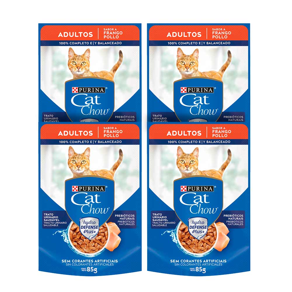 Pack Comida para Gatos CAT CHOW Adultos Pollo Pouch 85g x 4un