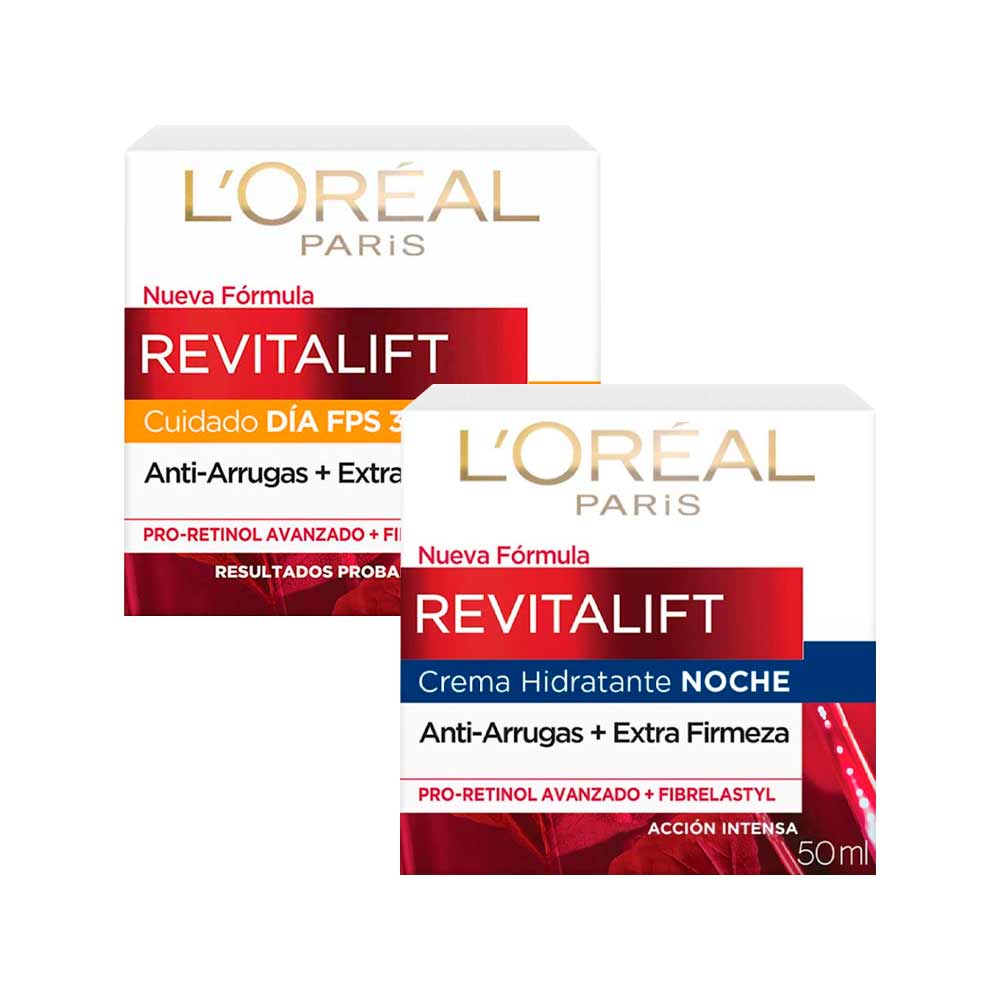 Pack L'ORÉAL Crema Facial Revitalift FPS30 50ml + Crema Hidratante Revitalift Noche Anti-Arrugas + Extra Firmeza 50ml