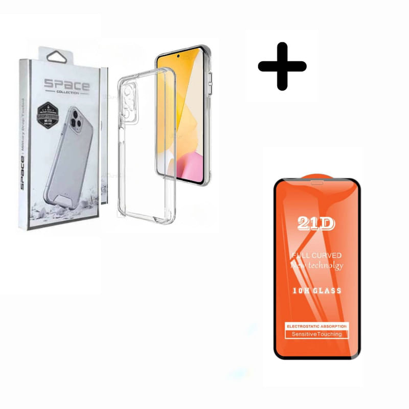 Case Space Transparente Para Xiaomi Redmi Note 12S + Mica de Vidrio