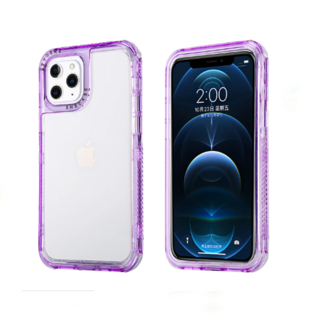 Case 3 En 1 Con Borde de Color Para Iphone 13 Pro Max - Lila