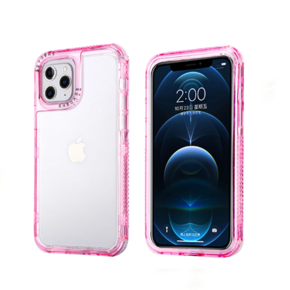 Case 3 En 1 Con Borde de Color Para Iphone 13 Pro Max - Rosa