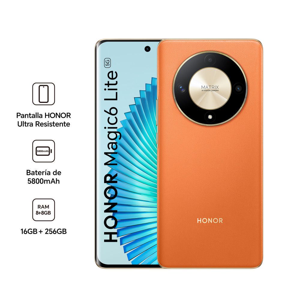 Celular Honor Magic 6 Lite 5G 6.78" 8GB RAM 256GB Sunrise Orange