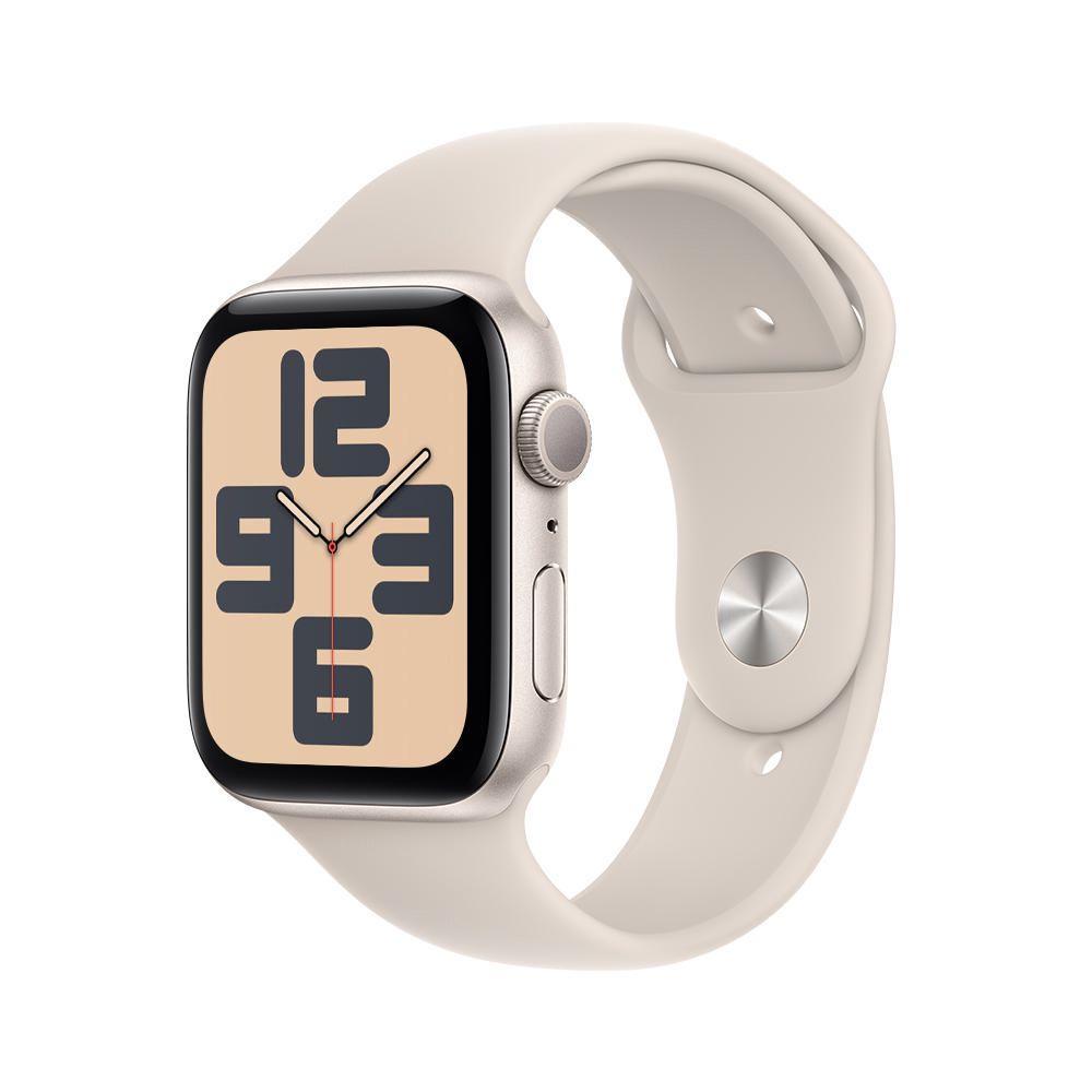 Apple Watch SE GPS - Caja de aluminio blanco estrella 44 mm - Correa deportiva blanco estrella - Talla M/L