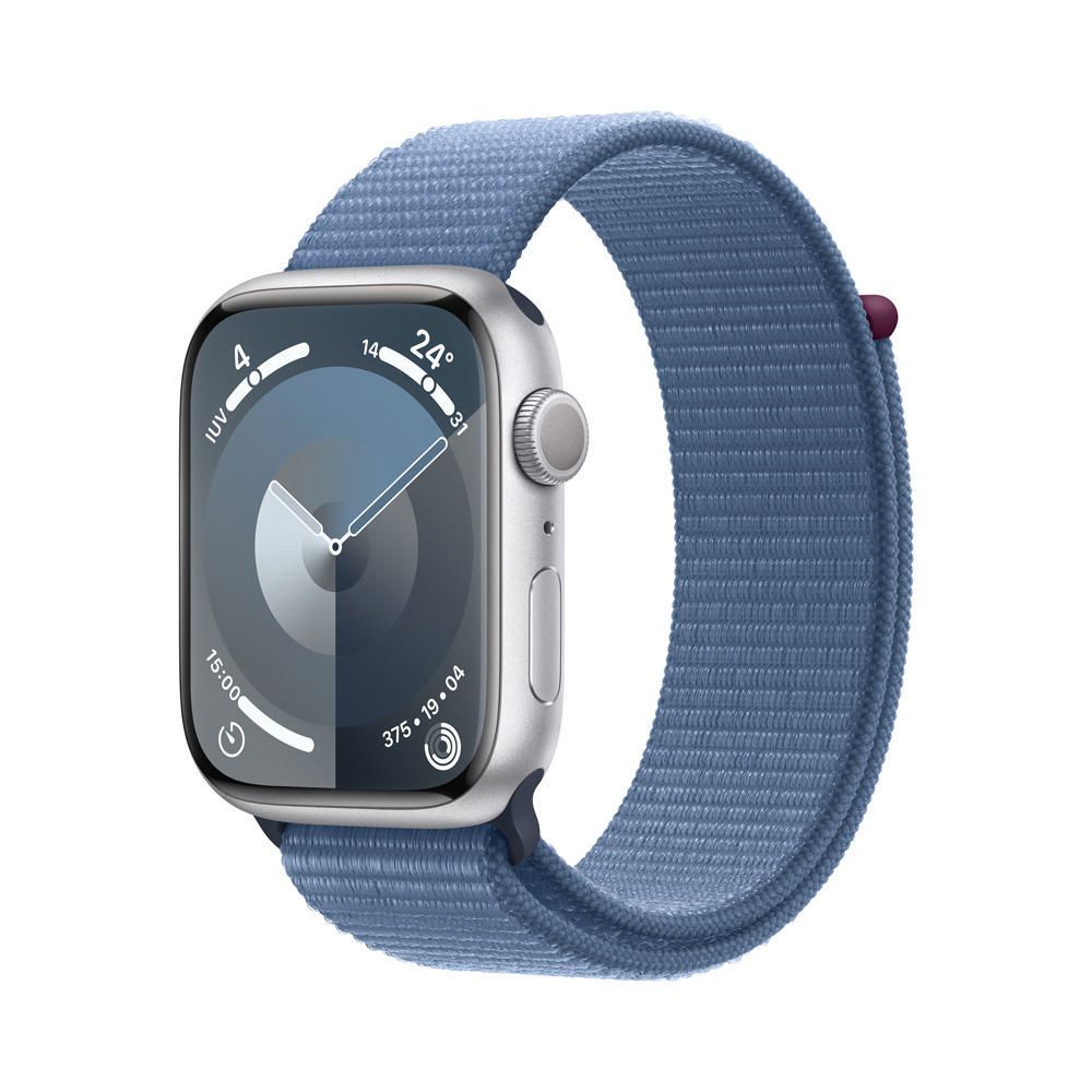 Apple Watch Series 9 GPS - Caja de aluminio plata 45 mm - Correa Loop deportiva azul invierno
