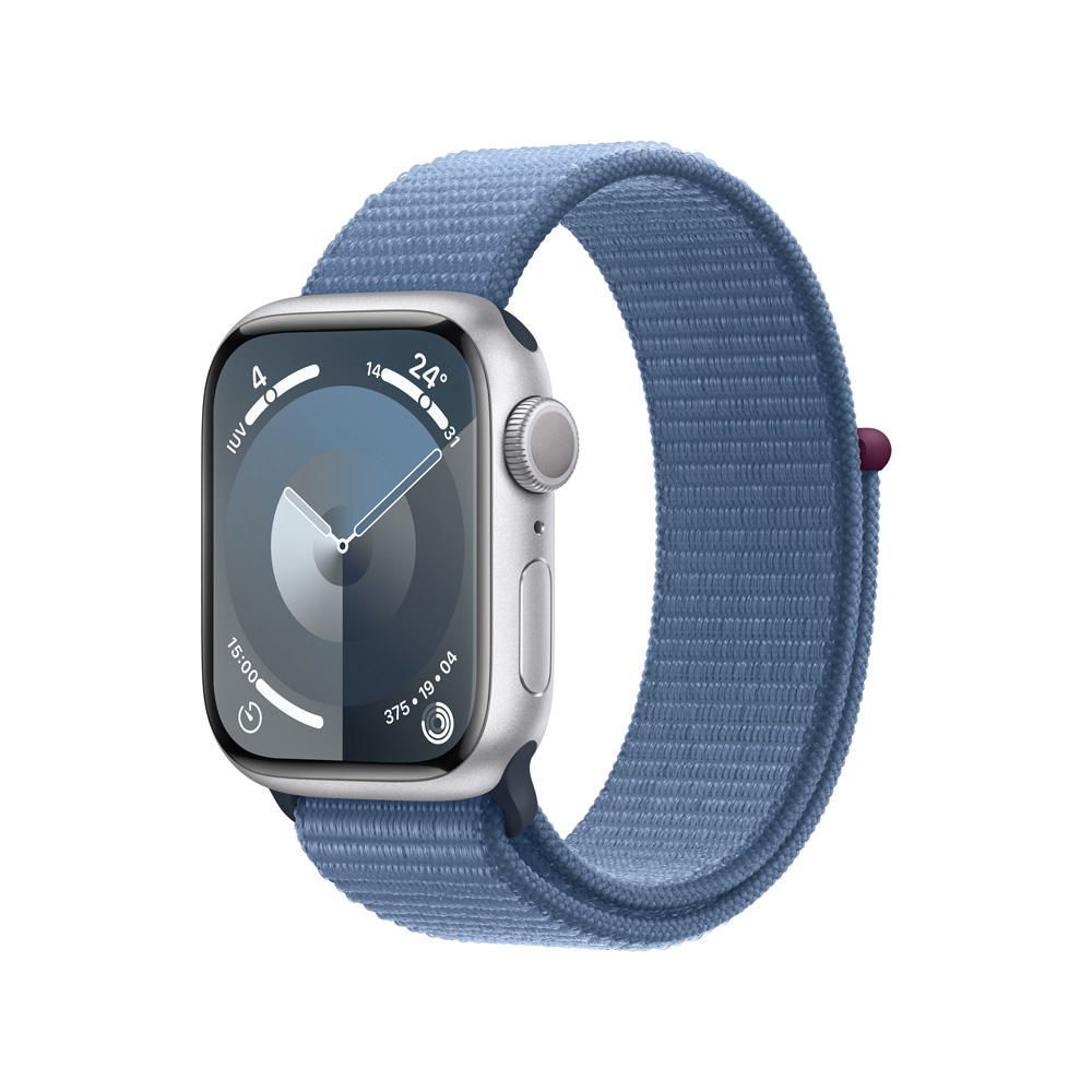 Apple Watch Series 9 GPS - Caja de aluminio plata 41 mm - Correa Loop deportiva azul invierno