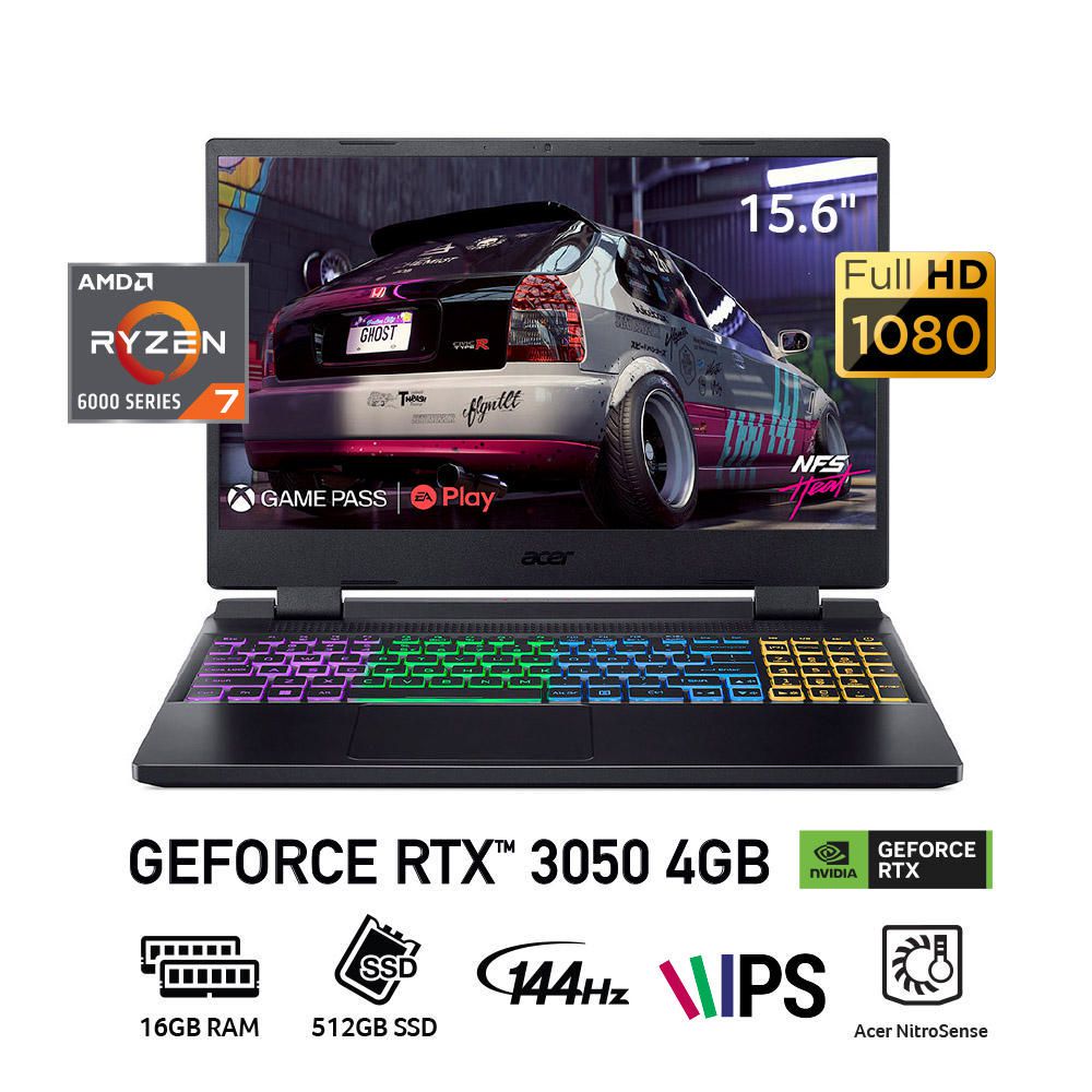 Laptop Gamer Acer AN515-46 Ryzen 7-6800H  16GB RAM 512GB SSD 15,6" RTX3050