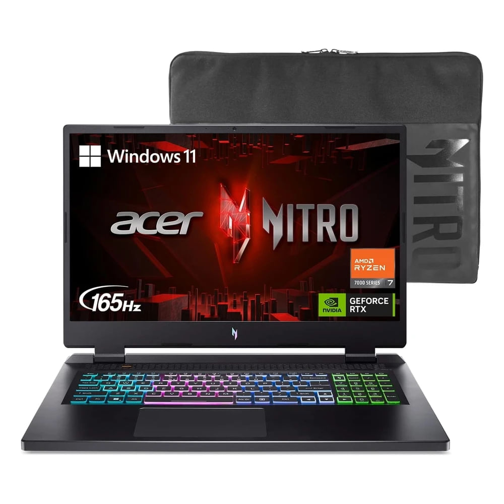 Laptop Acer Nitro 17 Amd Ryzen 7 7840hs Nvidia Rtx 4060 IPS QHD 165Hz 17.3" Ssd 1tb 41 R7g3 Negro