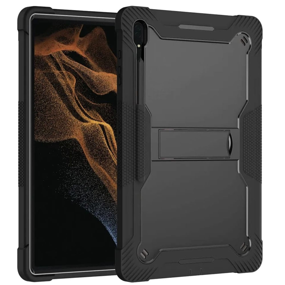 Funda para Samsung Tab S7 11" con Parante y Portalápiz Negra Antishock Resistente a Caidas y Golpes