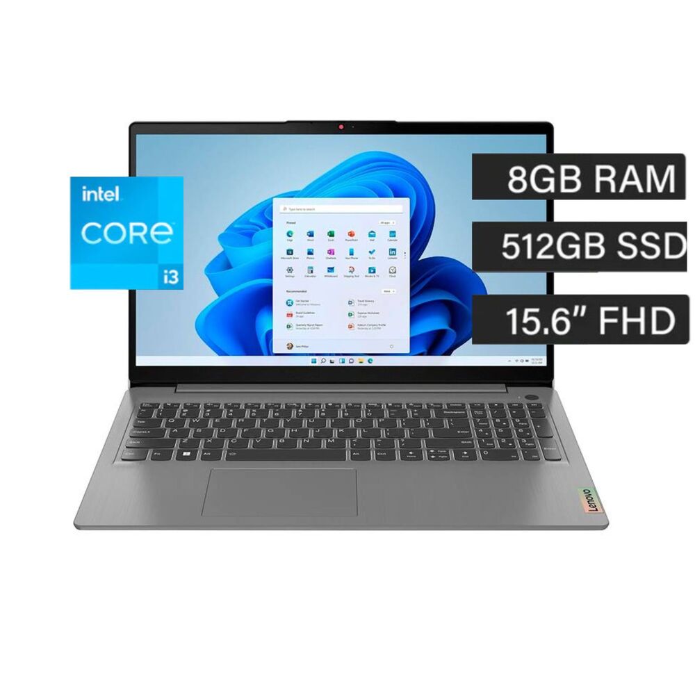 Laptop Lenovo Core I3-1215U Ram 8GB Disco SSD 512GB Pantalla 15.6 " FHD