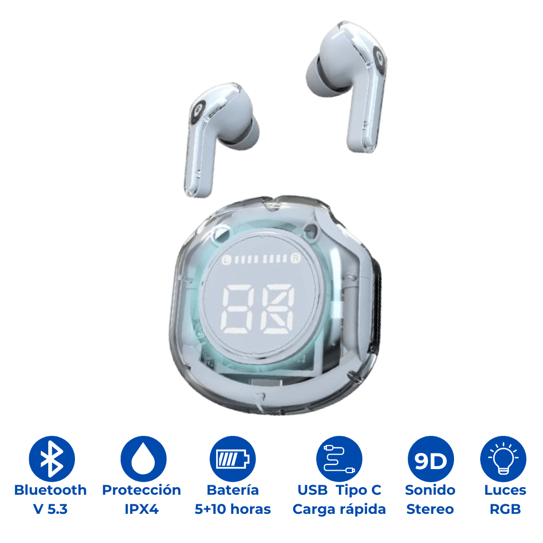 Audífonos Bluetooth Reducción de Ruido HiFi LED Air39 - Blanco