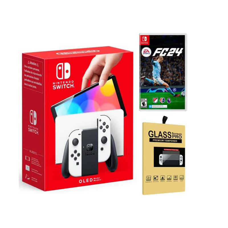 Consola Nintendo Switch Oled Blanca + EA Sports FC 24 + Mica