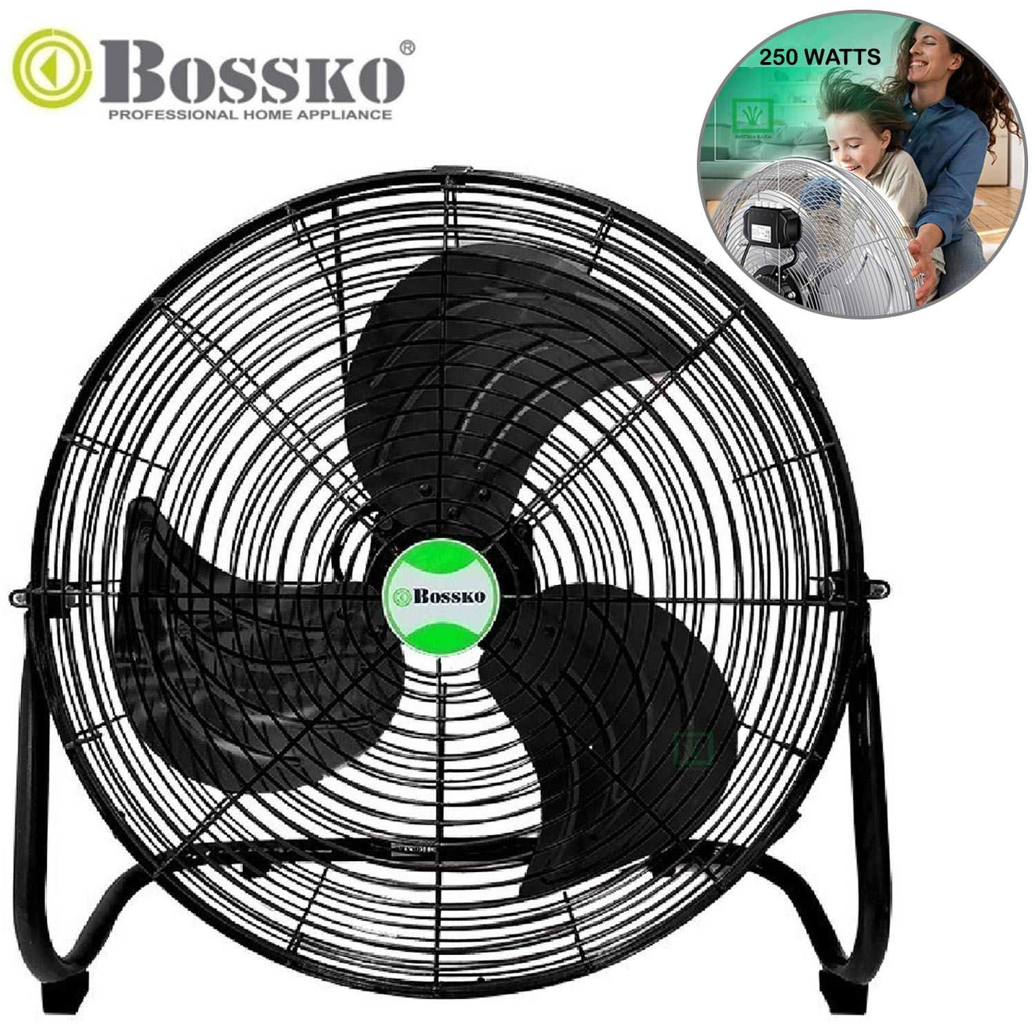 Ventilador de Piso Bossko BK-8226VNG 18'' 250 W Negro