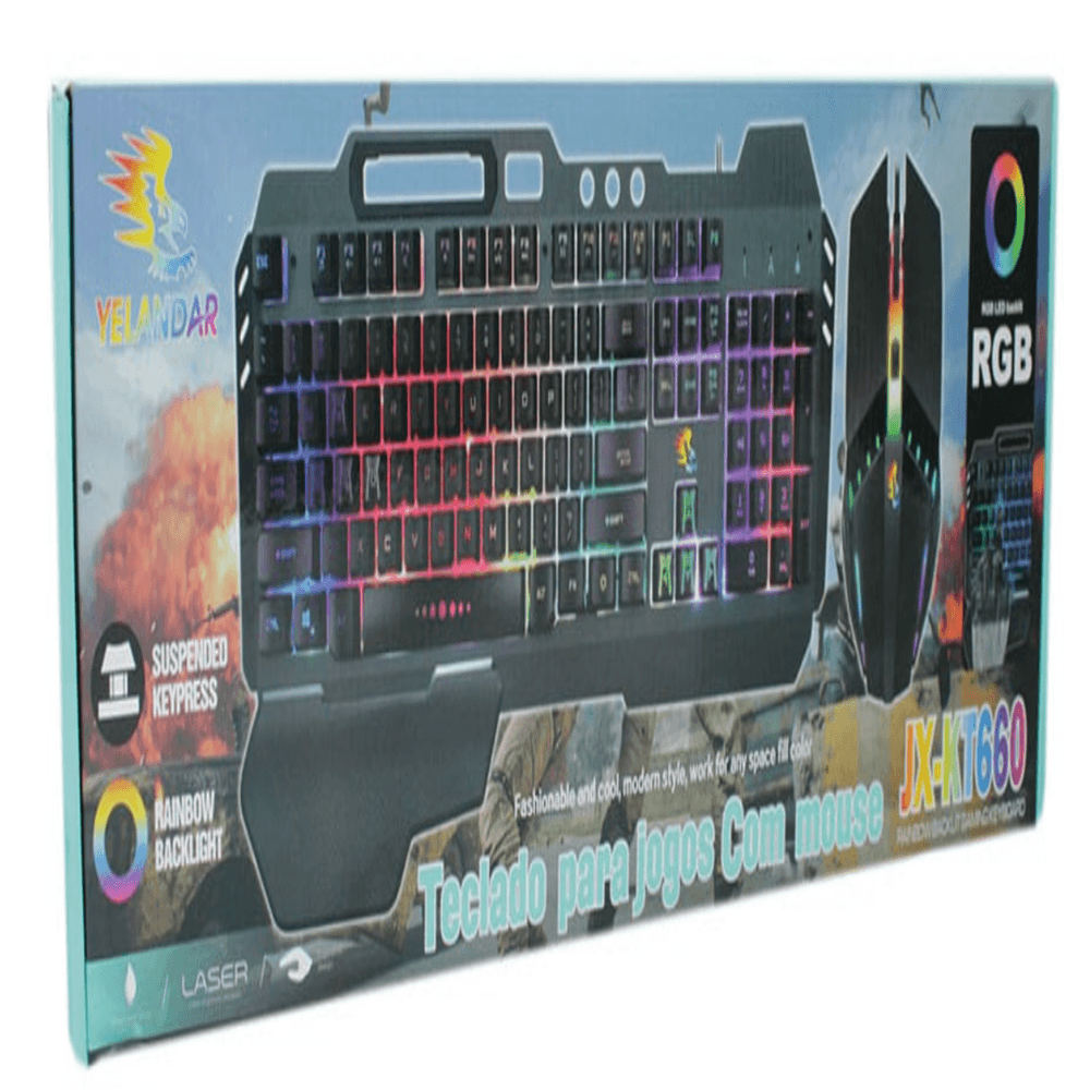 Set Teclado Metálico Gamer y Mouse Luces RGB