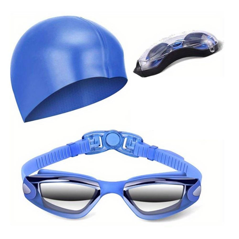 Gorro y lentes paras natacion super pack 2 - Azul