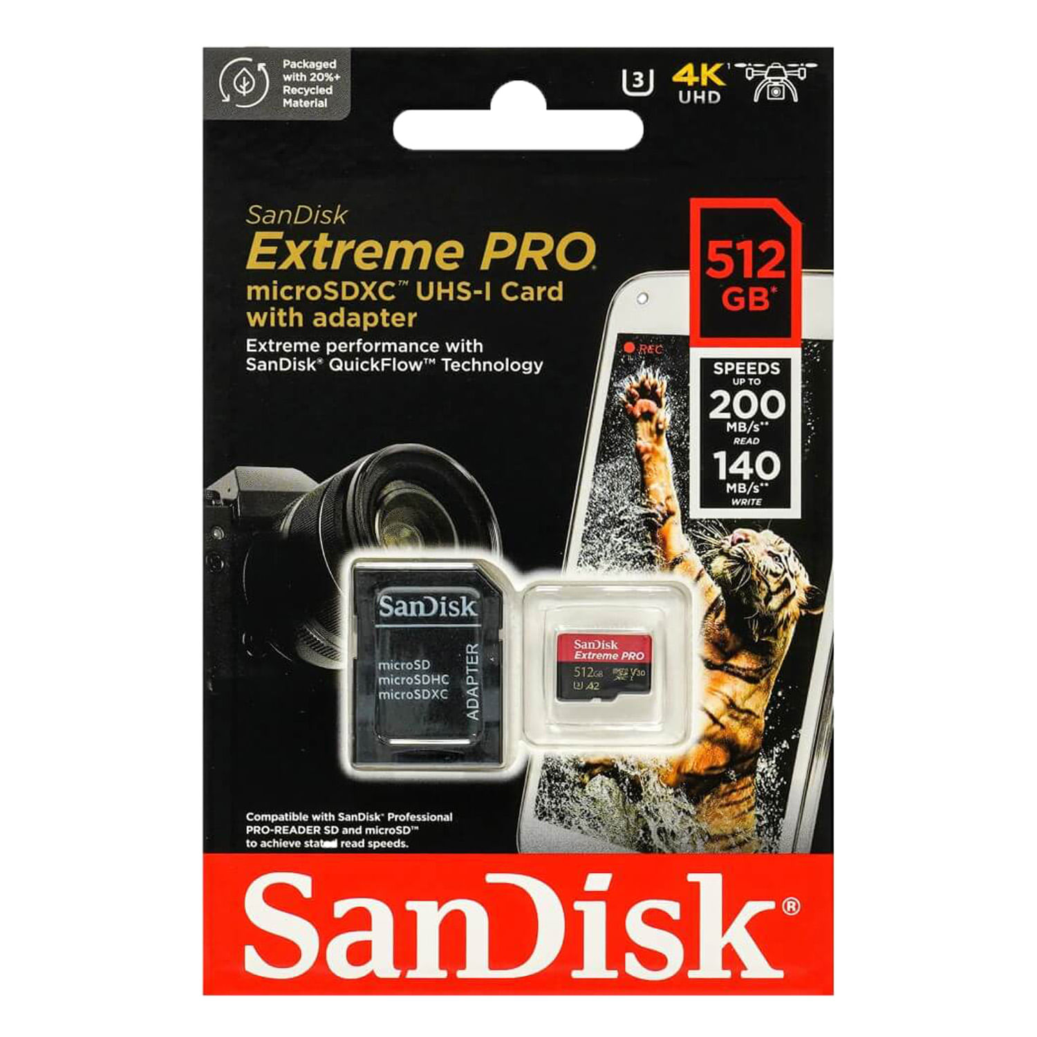Memoria Micro SD Sandisk Extreme Pro 512GB 4k 200Mbs A2 U3