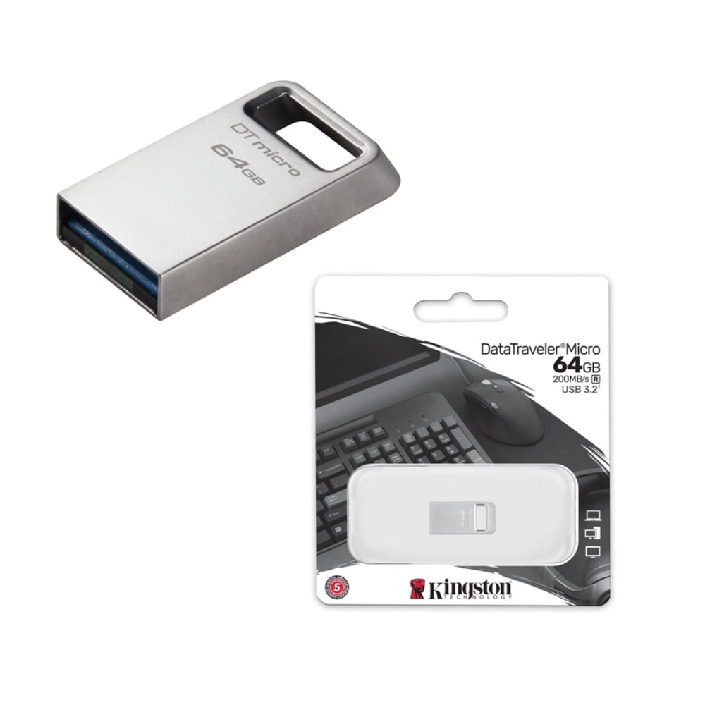 Memoria Usb Kingston DataTraveler Micro 64GB Ultra Pequeño Metal