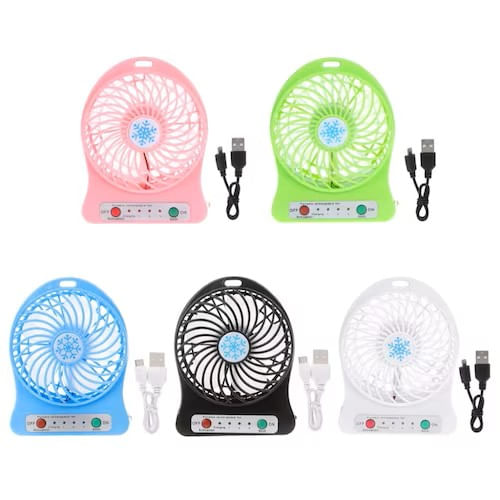 Mini ventilador con Linterna Recargable colores variados
