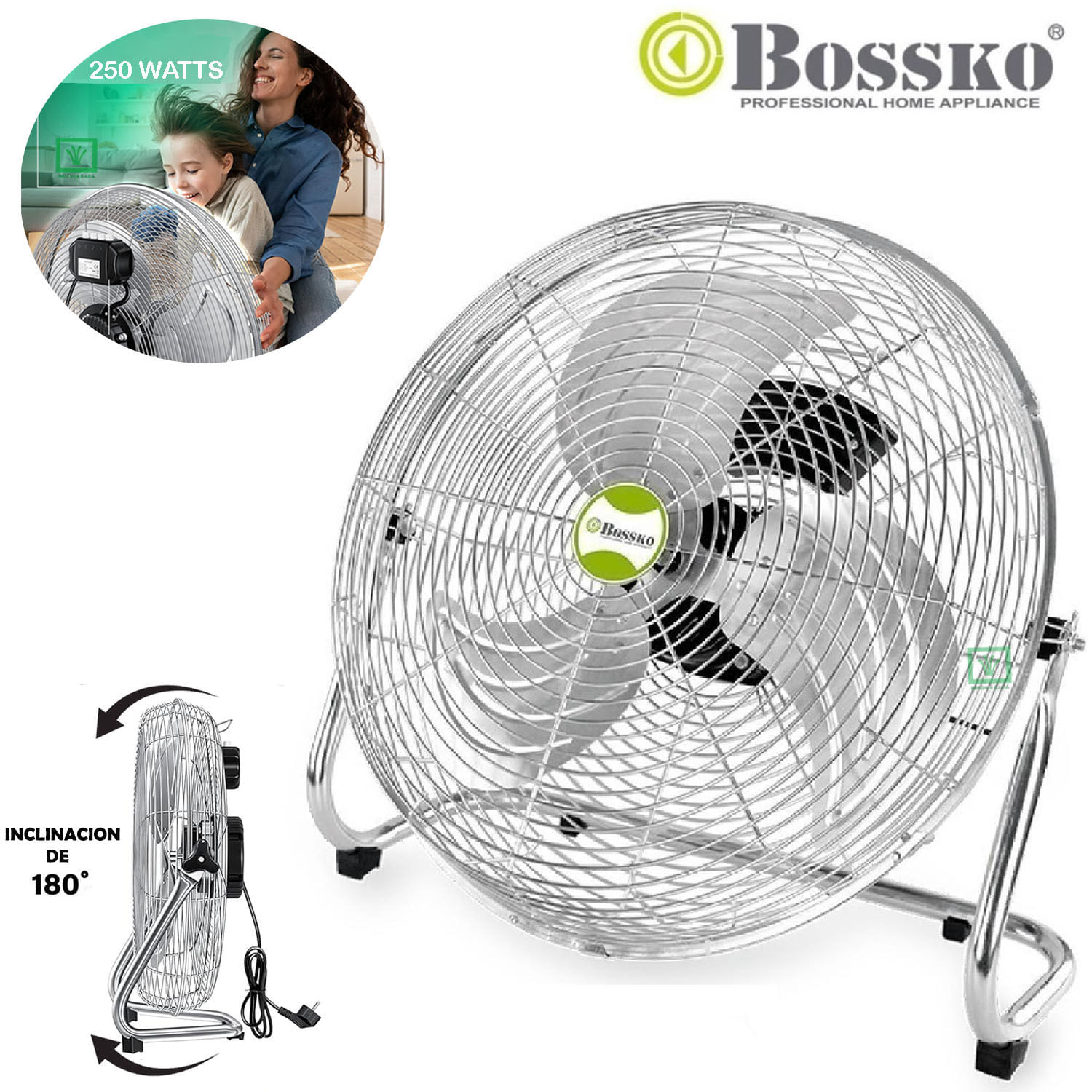 Ventilador de Piso Bossko BK8226VP 18'' 250 W Cromado